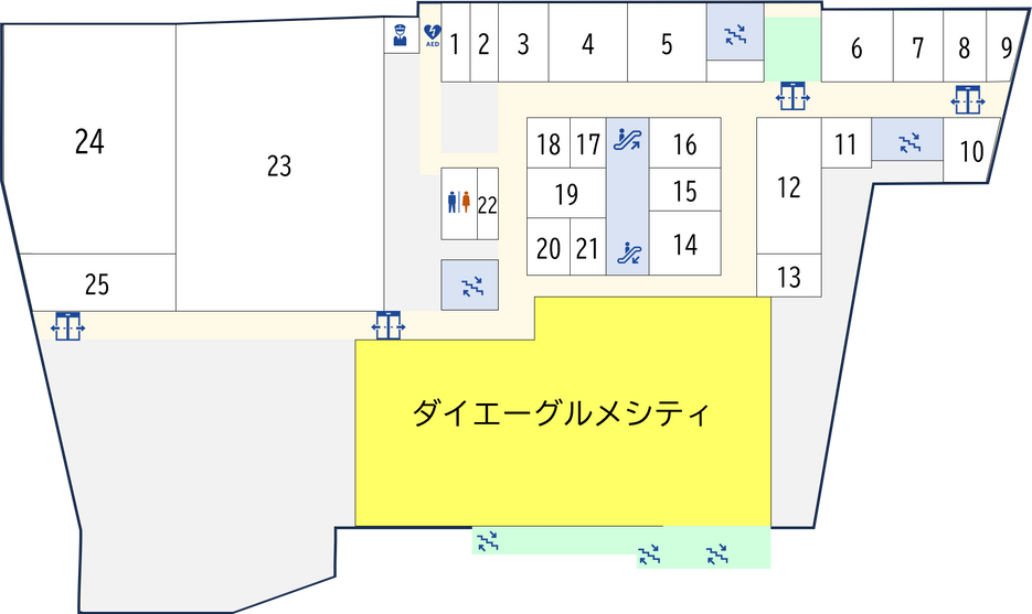 阪急夙川駅より徒歩１分の夙川グリーンタウンフロアマップ1F